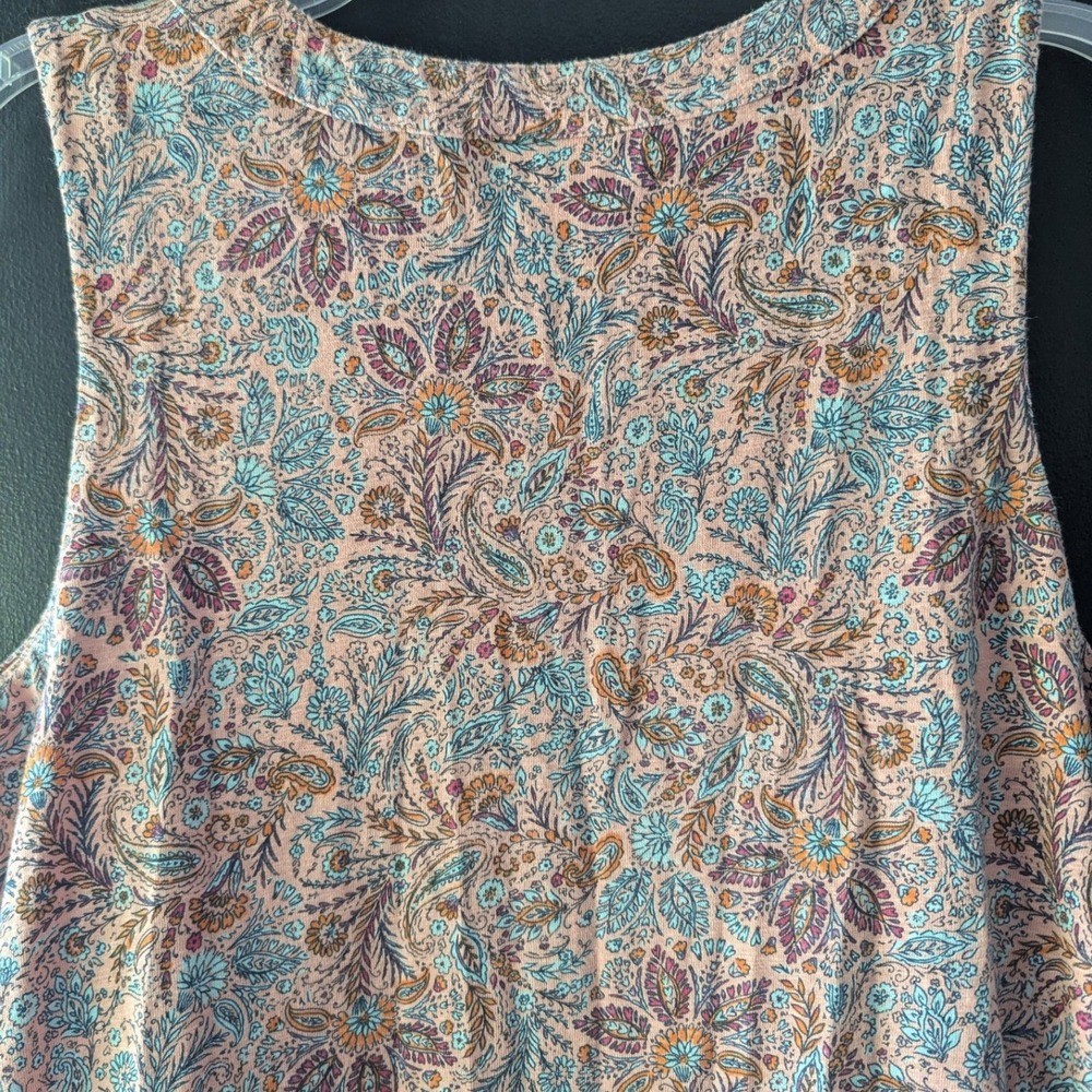 J. Jill Shift Dress Clay Pink Blue Paisley V-Neck Sleeveless Pockets Med Casual - Picture 4 of 8